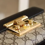 GUCCI GG Supreme小號米黑帆布斜背包-409487：圖片 11