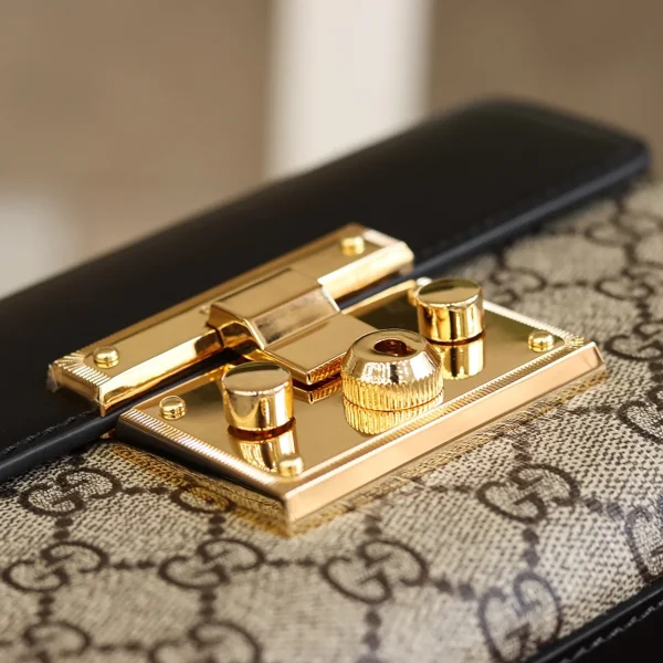 GUCCI GG Supreme小號米黑帆布斜背包-409487：圖片 11