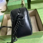GUCCI GG Marmont小號灰皮肩揹包-447632：圖片 5