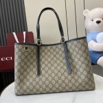 GUCCI GG Emblem中號米棕帆布托特包-815213：圖片 2