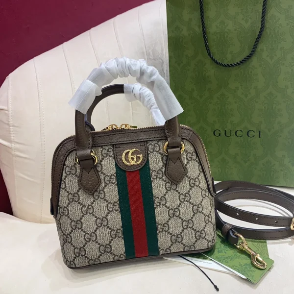 GUCCI Ophidia迷你米棕帆布手提包-772216：圖片 2
