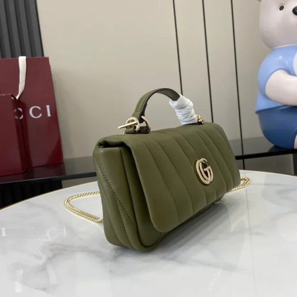 GUCCI GG Milano迷你白色絎縫皮革斜揹包-806017：圖片 3