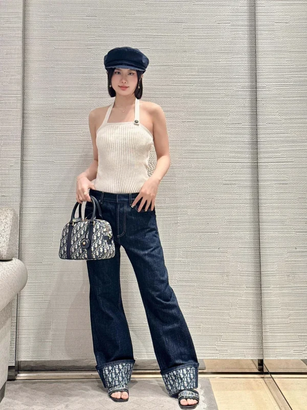 Dior D-Vibe 藍色皮革斜挎包中號MM-M1340：圖片 4