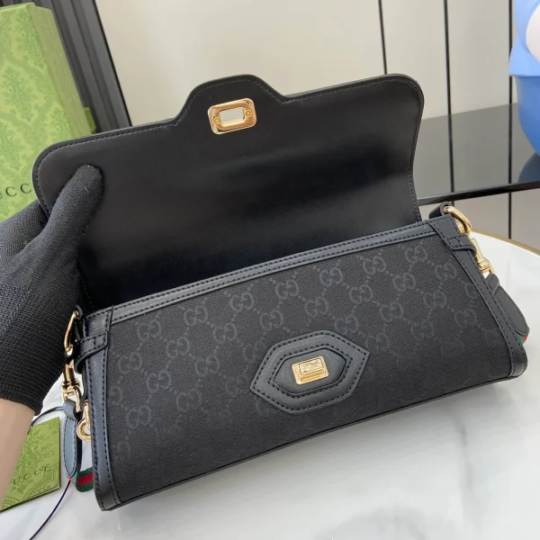 GUCCI Luce黑色帆布肩揹包-786027：圖片 8