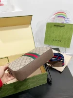 GUCCI Ophidia綠棕帆布斜揹包-699439：圖片 9