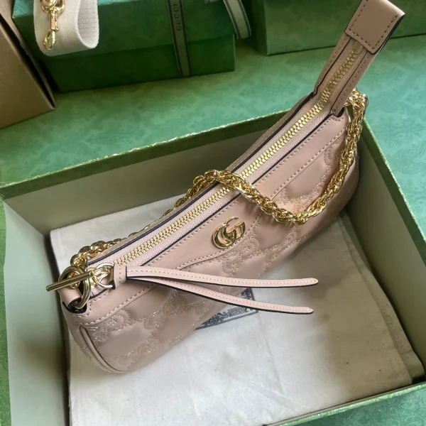 GUCCI GG Quilted中號粉米皮革斜背包-735049：圖片 6