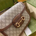 GUCCI 馬銜扣1955馬銜扣小號紅色皮革斜揹包-602204：圖片 3