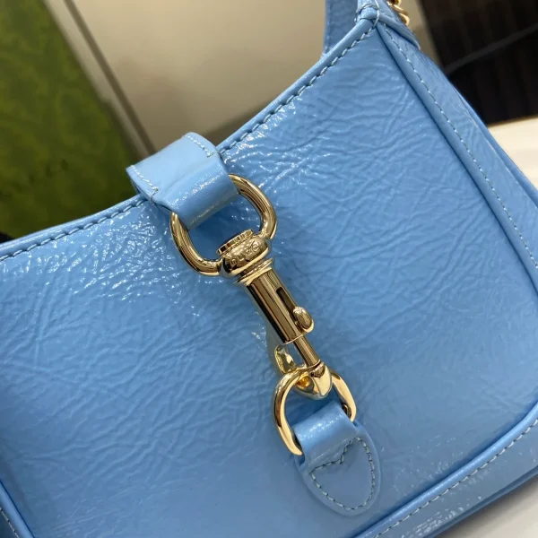 GUCCI Jackie Notte迷你天藍漆皮肩揹包-782889：圖片 6