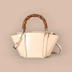 GUCCI Bamboo竹製米白皮革手提包-805832