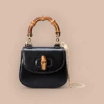 GUCCI Gucci Bamboo 1947黑色皮革手提包-760246