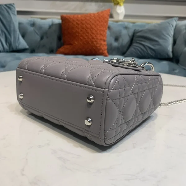 Dior Lady mini銀色小牛皮包mini-M0505：圖片 5