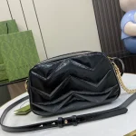 GUCCI GG Marmont黑色漆皮肩揹包-802448：圖片 4