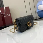 GUCCI GG Marmont迷你粉紅皮革斜揹包-476433：圖片 3