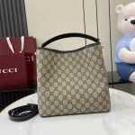 GUCCI GG Emblem小號米棕皮革斜揹包-815103：圖片 4