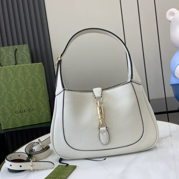GUCCI Jackie 1961小號灰褐皮革肩揹包-810232：圖片 2