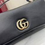 GUCCI GG Milano小號黑絎縫皮革手挽包-806016：圖片 7