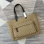 GUCCI Original GG大號米棕帆布托特包-802166：圖片 5