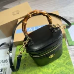 GUCCI Double G迷你黑色皮革斜揹包-760200：圖片 8