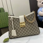 GUCCI GG Supreme中號米棕皮革斜揹包-795113：圖片 2