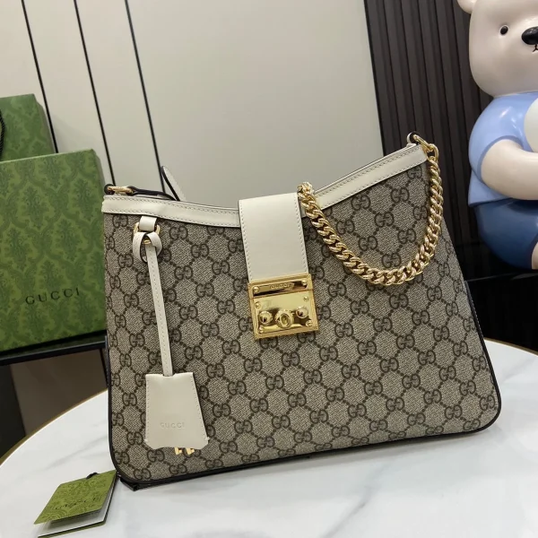 GUCCI GG Supreme中號米棕皮革斜揹包-795113：圖片 2