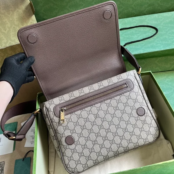 GUCCI Ophidia中米棕帆布郵差包-761741：圖片 8