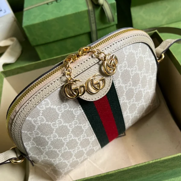 GUCCI GG Supreme小號米棕帆布斜揹包-499621：圖片 7
