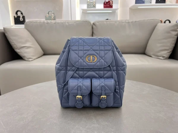 Dior Caro 藍色羊皮背包中號MM：圖片 2