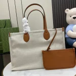 GUCCI Gucci Lido中號米棕帆布手挽包-772176：圖片 4