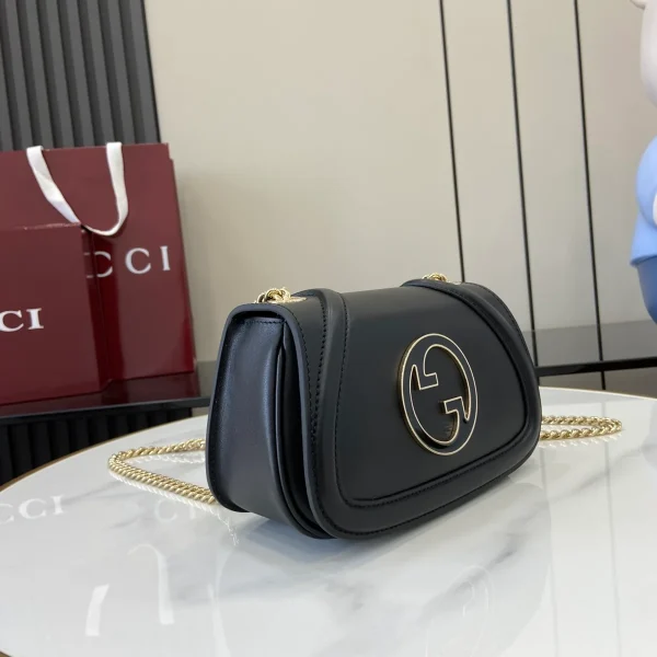 GUCCI Blondie黑色皮革肩揹包-815711：圖片 3