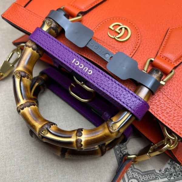 GUCCI Diana小號橙色皮革手提包-702721：圖片 7