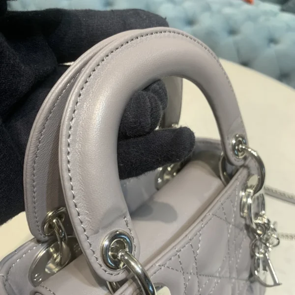 Dior Lady mini銀色小牛皮包mini-M0505：圖片 7