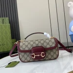 GUCCI Horsebit 1955小號紅柔皮手挽包-815206：圖片 2