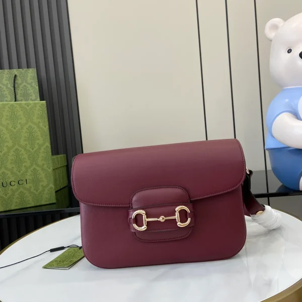 GUCCI Horsebit 1955小號米棕帆布肩揹包-815178：圖片 2