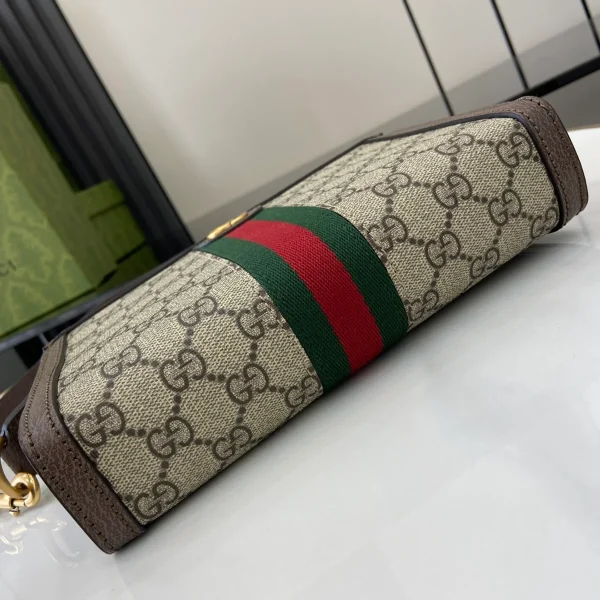 GUCCI Ophidia迷你米棕帆布斜揹包-795467：圖片 5