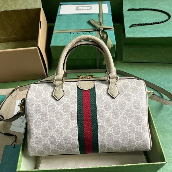 GUCCI GG Supreme小號米棕帆布手提包-772061：圖片 3