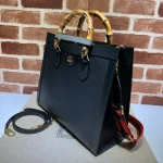 GUCCI Diana中號黑色皮革托特包-678842：圖片 3