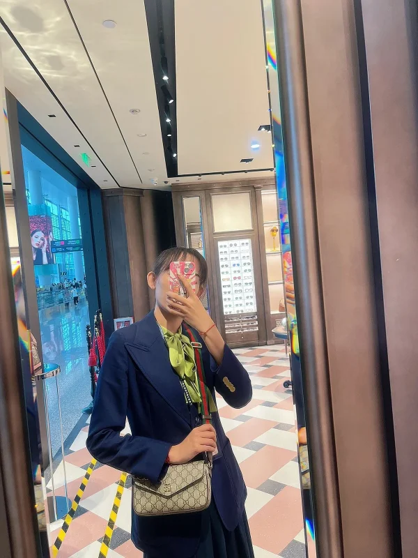 GUCCI Ophidia米棕帆布斜揹包-764961：圖片 5