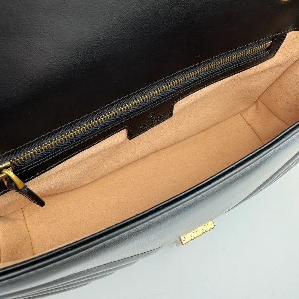 GUCCI V形系列小號灰色皮革斜挎包-443497：圖片 10