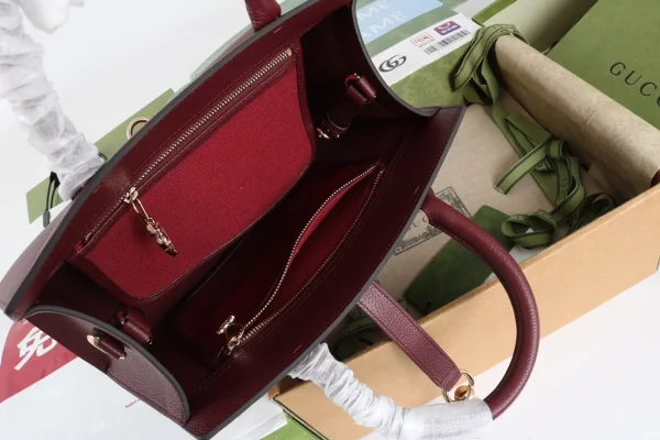 GUCCI Rosso Ancora中號紅色皮革手提包-806205：圖片 13