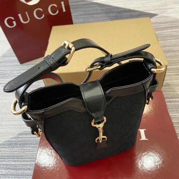 GUCCI Original GG黑色迷你帆布斜揹包-782919：圖片 6