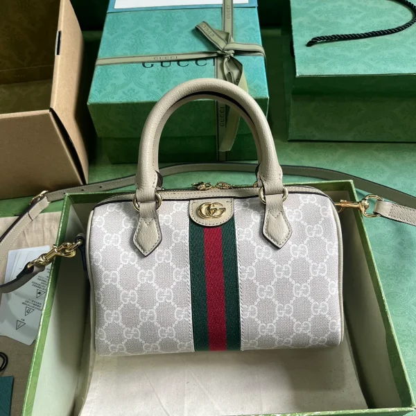 GUCCI GG Supreme迷你米棕帆布手提包-772053：圖片 2