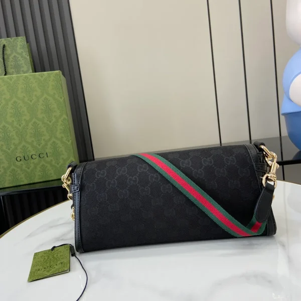 GUCCI Luce黑色帆布肩揹包-786027：圖片 4