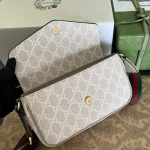 GUCCI Ophidia米棕帆布斜揹包-764961：圖片 12