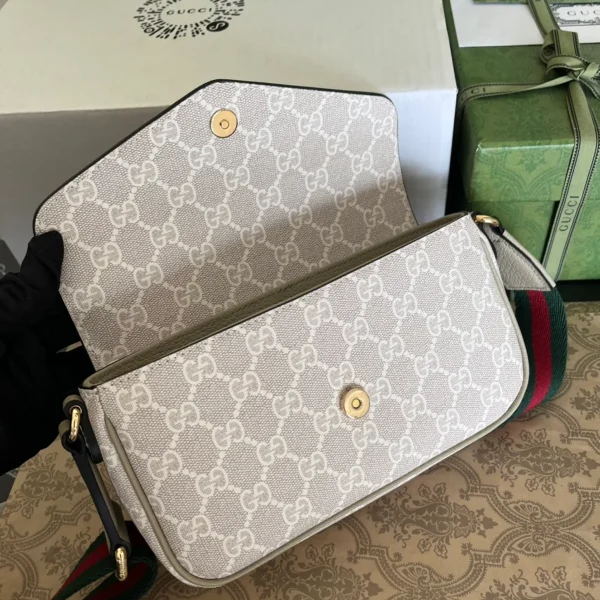 GUCCI Ophidia米棕帆布斜揹包-764961：圖片 12