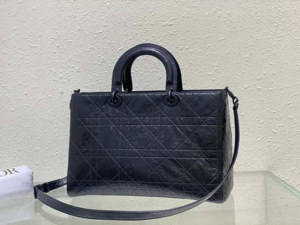 Dior Lady 黑色皺紋斜背包大號GM-M1152：圖片 5