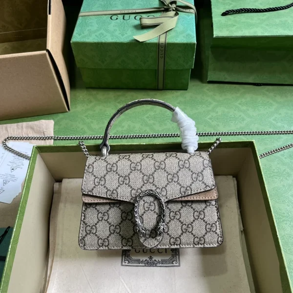 GUCCI Dionysus迷你米棕帆布斜背包-752029：圖片 2