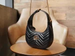 GUCCI GG Marmont黑色皮革斜挎包-699514：圖片 4