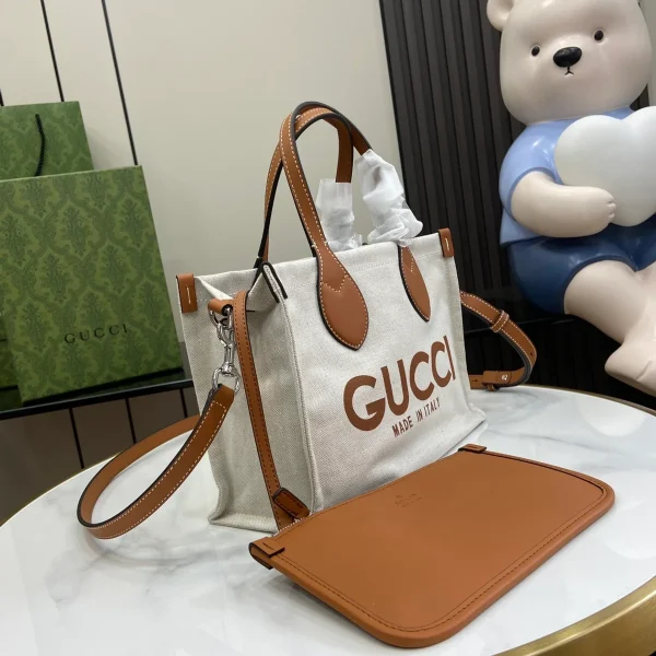 GUCCI Gucci Lido小號米棕帆布手提包-772144：圖片 3