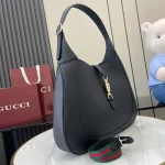 GUCCI Jackie大號黑色粒面斜揹包-813650：圖片 3