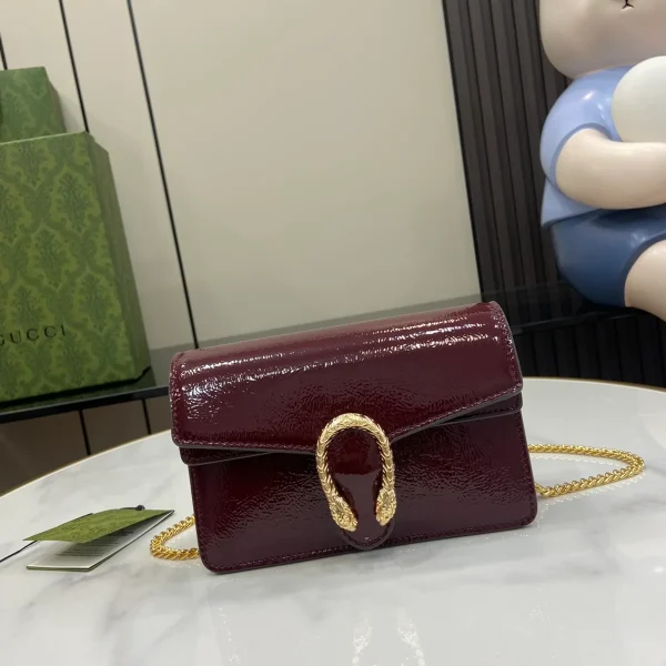 GUCCI Dionysus黑色漆皮斜揹包-795368：圖片 2